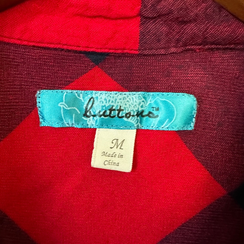 Women's Button Flannel Shirt, Red & Navy, Medium plaid - Picture 8 of 8